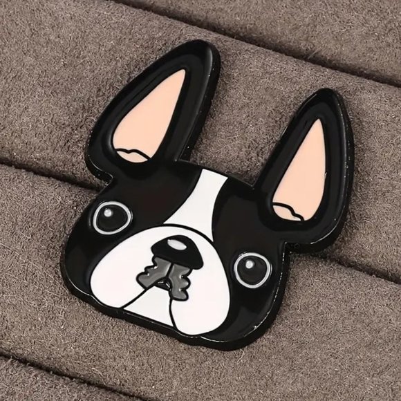 Boston Terrier DOG Pin Brooch Bag Metal Enamel Badge Backpack Frenchie Cute - Picture 4 of 5